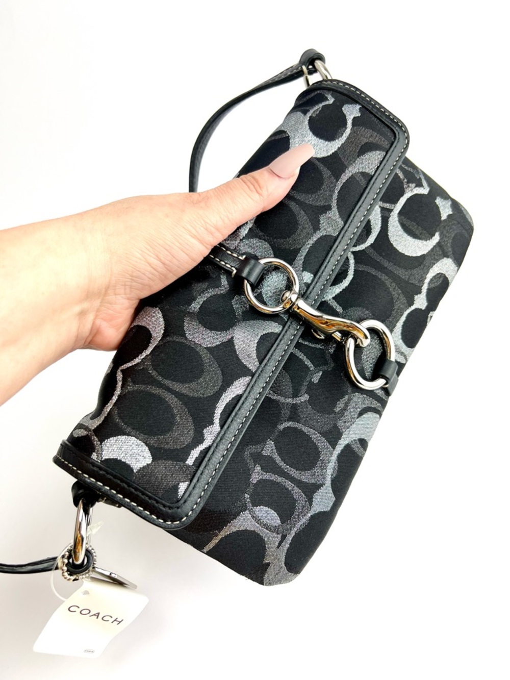 COACH Limited Edition Hampton Black/Silver Grey Shoulder Bag -Style 10455 - Picture 5 of 10